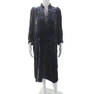 Capsule & Other Stories Womens Crushed Velvet Long Sleeve Maxi Dress Blue Size 2